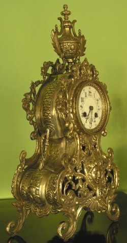 Zegar kominkowy z 2 świecznikami - brąz złocony 