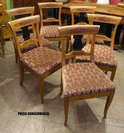 6 krzeseł Biedermeier - brzoza 